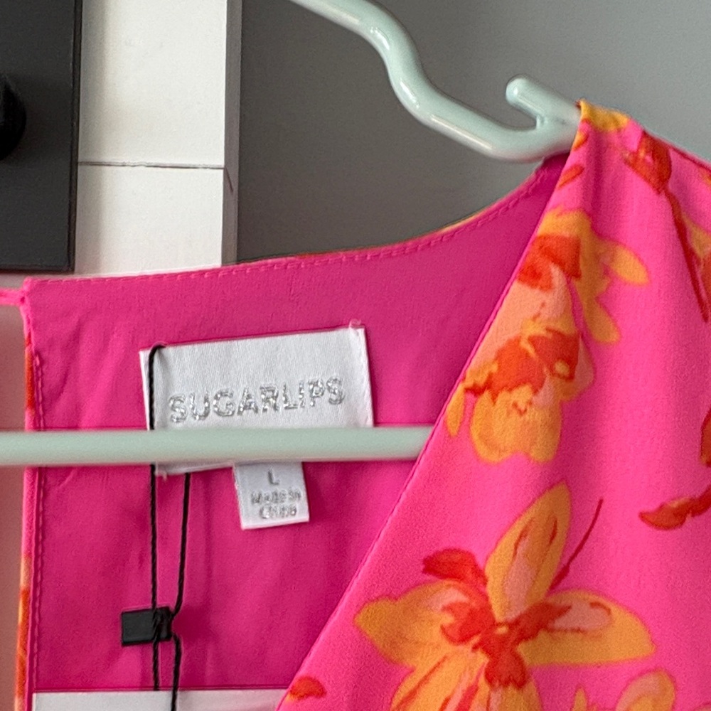 Sugarlips Pink and Orange Floral Romper - Picture 2 of 4
